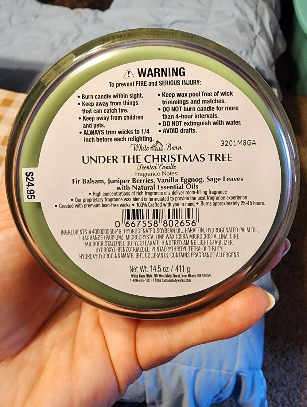 New White Barn Under The Christmas Tree 3 Wick Candle - Picture 2 of 3